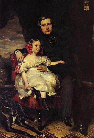 Franz Xaver Winterhalter Portrait of the Prince de Wagram and his daughter Malcy Louise Caroline Frederique oil painting image